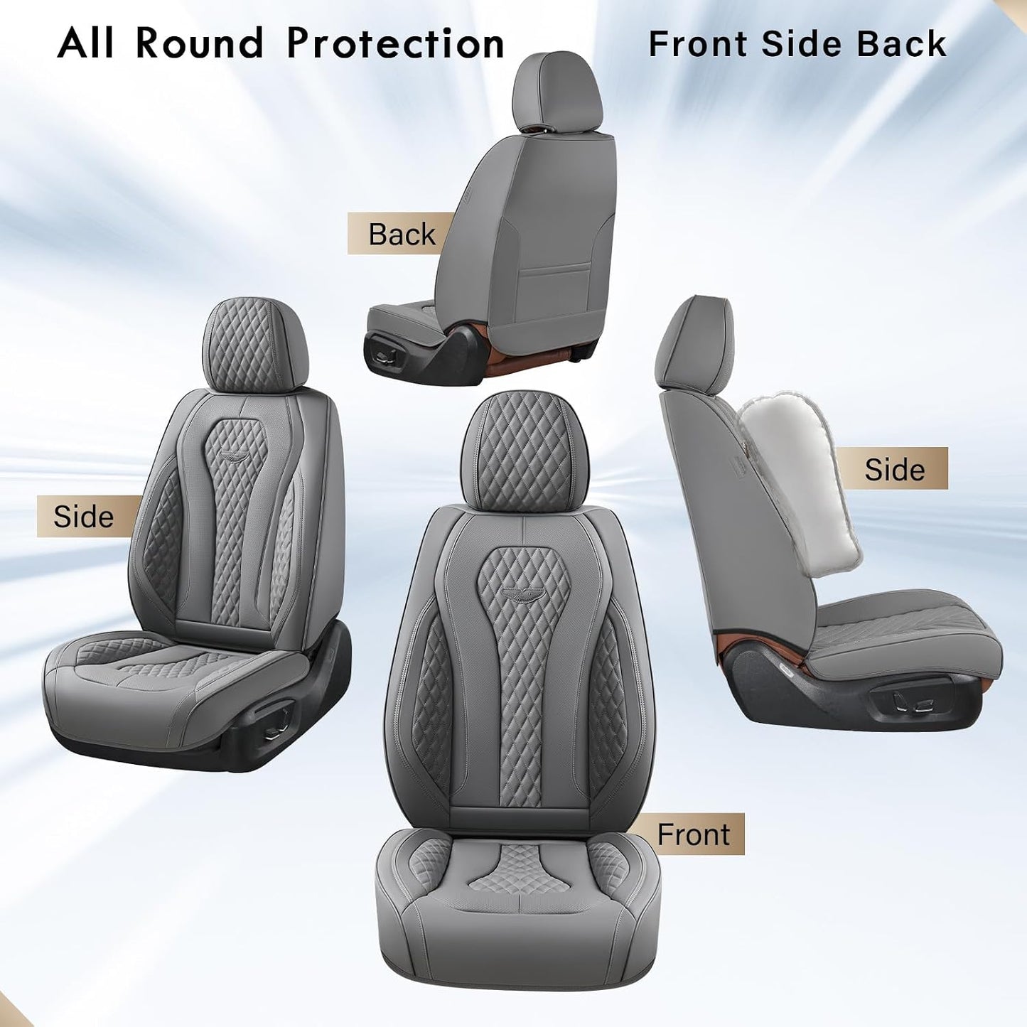 Coverado Seat Covers, Car Seat Covers Full Set, Black Car Seat Cover, Car Seat Covers Front Seats Back Seat Cover, Waterproof Car Seat Cushion, Leather Seat Covers Seat Protector Fit for Most Cars