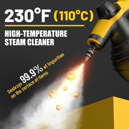 Pressurized Handheld Steam Cleaner with 10pcs Accessories & Safety Lock, Multi-Purpose & Powerful Home Use Steamer for Cleaning, Car, Bathroom, Shower, Upholstery, Grout, Window (Black)