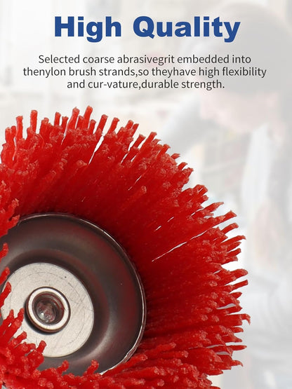 Rocaris 9 Pack Nylon Filament Abrasive Wire Brush Wheel & Cup Brush Set with 1/4 Inch Hex Shank, for Removal of Rust/Corrosion/Paint - 80 Grit, 120 Grit, 240 Grit