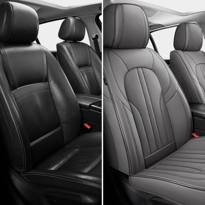 MINGBRON Car Seat Cover Full Set, Leather Car Seat Cover, Waterproof Seat Covers, Car Seat Cushion, Nappa Leather Seat Covers Car Seat Protector Universal Fit Most Cars Black
