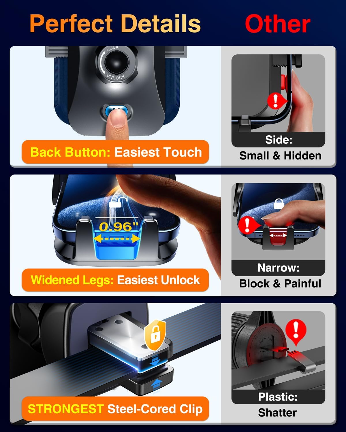 VANMASS【85+LBS Strongest Suction & Military-Grade Ultimate Car Phone Mount【Patent & Safety Certs】 Cell Phone Holder for Dash Windshield Vent for iPhone 17 Pro Max Automobile Accessory Kits,Ink Black