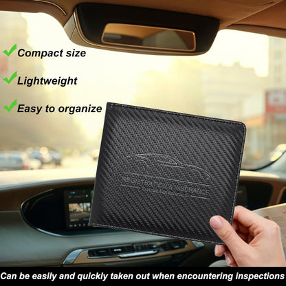 Car Registration and Insurance Holder, Premium Pu Leather Vehicle Glove Box Organizer - for Driver License, Cards & Essential Documents (L-Orange)