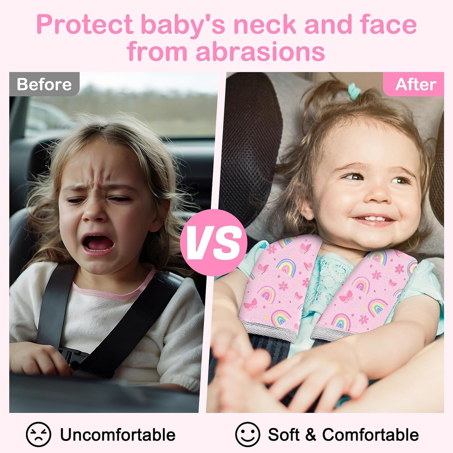 Seat Belt Cover Pad for Baby, Soft Seatbelt Cushion Covers for Kids 2Pcs Car Seat Strap Shoulder Pads for All Car Seats, Stroller, High Chair,Blue Dinosaur