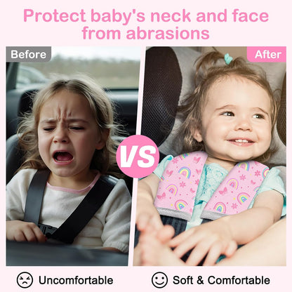 Seat Belt Cover Pad for Baby, Soft Seatbelt Cushion Covers for Kids 2Pcs Car Seat Strap Shoulder Pads for All Car Seats, Stroller, High Chair,Blue Dinosaur