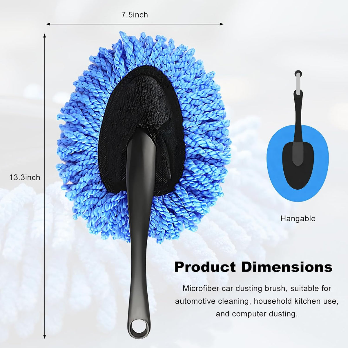 Car Dash Duster Brush, Super Soft Microfiber Duster Auto Dashboard Dust Detailing Tool, Multifunctional Scratch Free Dash Dust Cleaning Brush for Vehicle Home Kitchen (Blue)