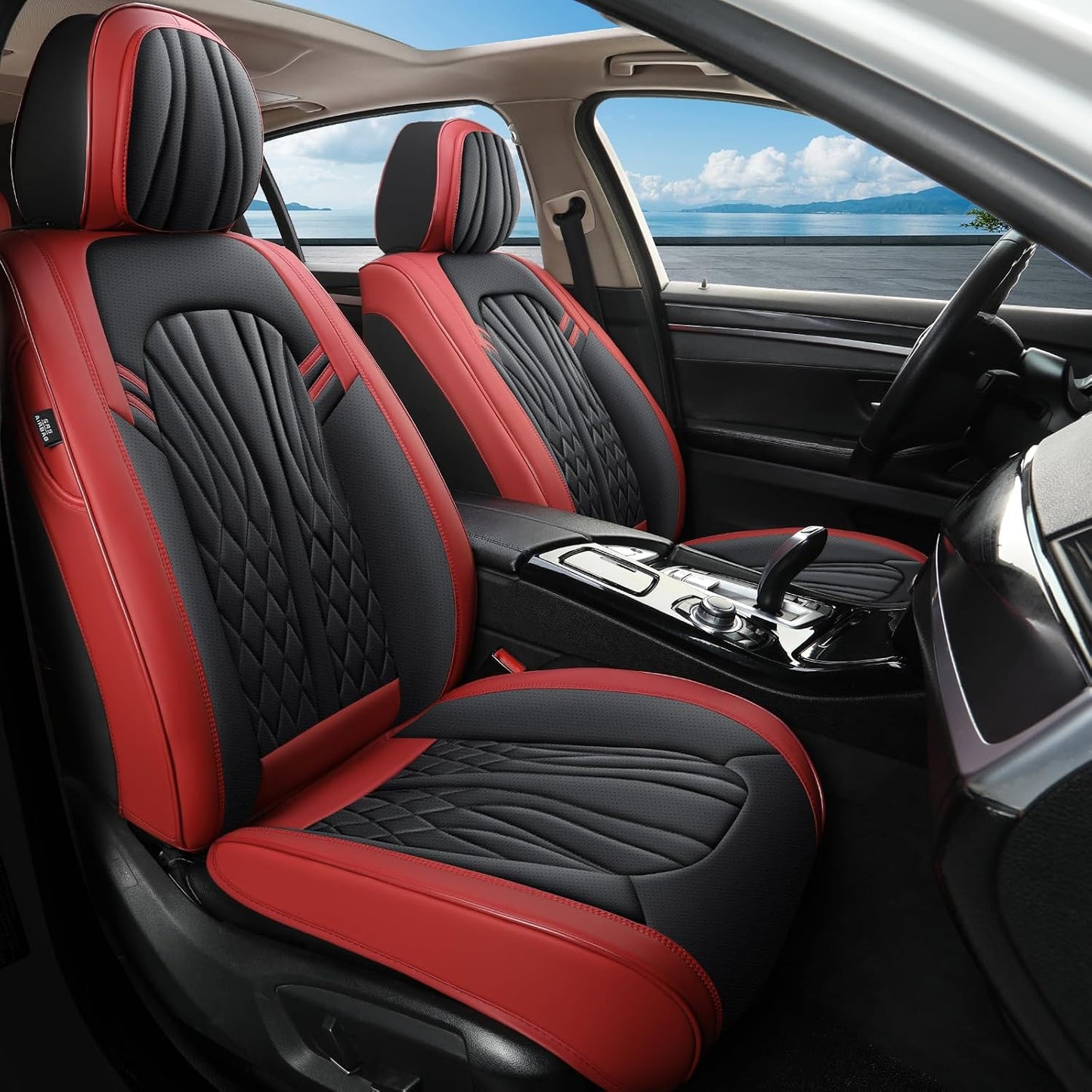 MINGBRON Leather Car Seat Covers,Car Seat Protector Waterproof,Seat Covers Full Set, Car Seat Protectors 5 Seats,Automotive Seat Covers Fit Most Cars Wine Red