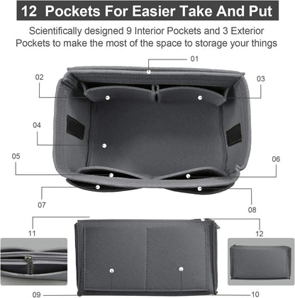 OMYSTYLE Purse Organizer Insert, Felt Tote Bag Organizer Insert with 5 Sizes, Handbag Dividers for Inside Purse, Compatible with Longchamp, Neverful, Speedy and More