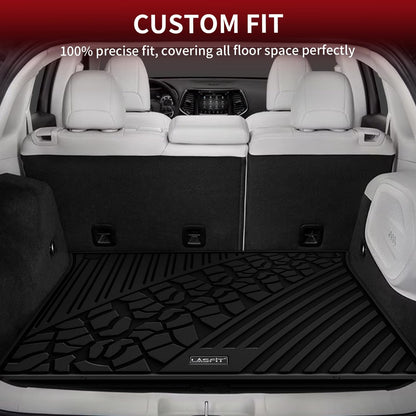 LASFIT Floor Mats for Jeep Grand Cherokee WL 2022-2025 2026 5-Seat (Include 4xe, NOT for L), All Weather TPE Custom Fit Car Mats Floor Liners Cargo Liner Cargo Mat Trunk Mat Black