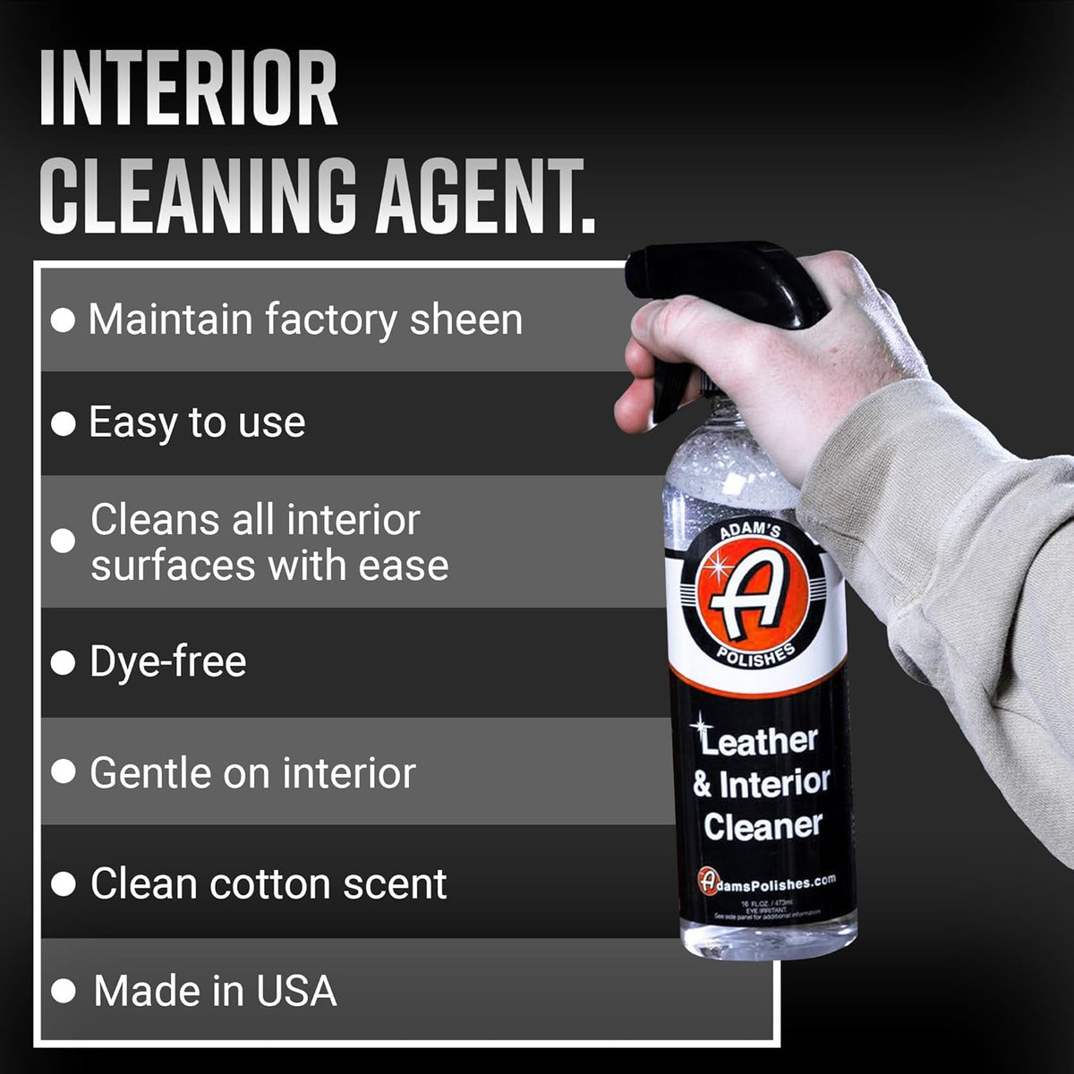 Adam's Polishes Leather & Interior Cleaner, 16oz