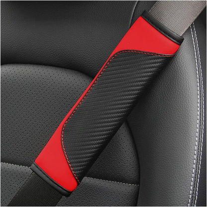 AUCELI 2PCS Car Seat Belt Cover, Carbon Fiber Seatbelt Shoulder Strap Covers, Breathable Leather Soft Harness Pad Protect Your Neck and Shoulder Compatible with Cars