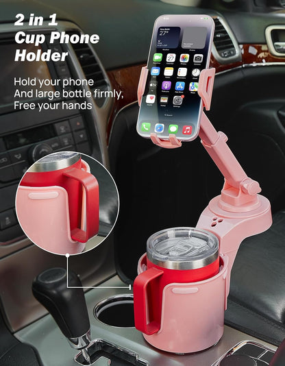 JOYTUTUS Cup Holder Phone Mount for Car, Car Cellphone Large Adapter Long Arm with 360 Degree Rotation, Compatible iPhone, Samsung & All Smartphones,Black,1 Pack