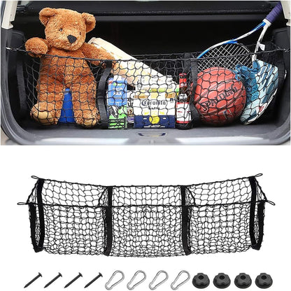 Car Rear Cargo Net, Adjustable Elastic Storage Organizer Net, Trunk Cargo Storage Net, Universal Fit for Car, Vehicle, SUV (43.3"x 15.8")