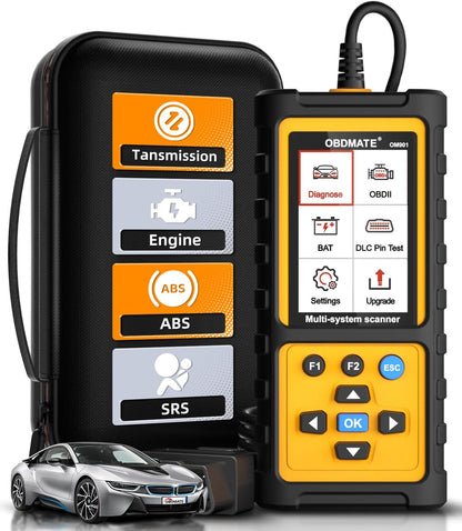 OBD2 Scanner with ABS SRS Transmission, Reset Fault Lights | Check Engine Code Reader with Full OBDII Functions | DLC Pin Test | Battery Voltage Check, Car Diagnostic Tool