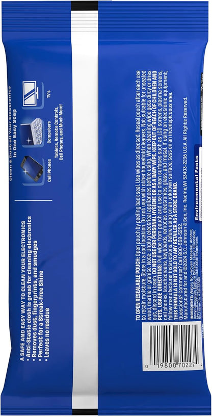 Windex Electronic Cleaning Wipes, Pre-Moistened Screen Wipes for TVs, Phones, and Other Electronics, Resealable for a Freshness Lock, 25 Count
