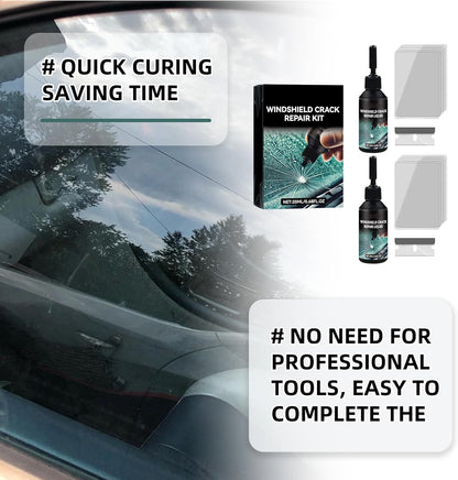 Cracked Windshield Repair Kit for Car Cracks, Fast and Convenient (2PCS) | Emergency Repair for Star, Linear Cracks & Chips,Portable Emergency Glass Repair Set for Car and Home Use
