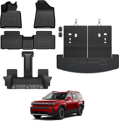 Floor Mats for Hyundai Elantra Gas 2021-2026, All Weather Floor Mats Trunk Cargo Liner and Door Sill Guards Accessories, Full Coverage Set (Not fit Hybrid Models)
