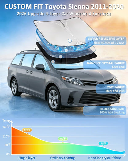 for Toyota Tacoma 2016-2023 2024 2025 2026 Sun Shade Sunshade Windshield Cover - 4 Layers Front Window Shade Custom Fit Tacoma 2Dr 4Dr Pickup Sun Visor 240T Shade Blocks UV Rays Car Accessories - Colors B