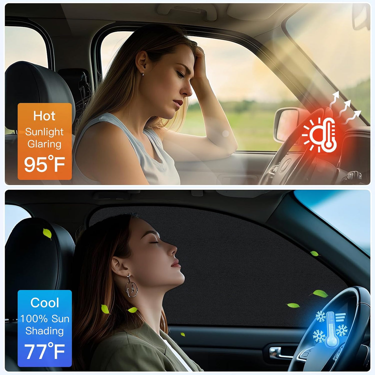 ZATOOTO Suede Car Window Shades 4PCS - Car Window Covers for Ultimate Privacy, UV Protection, and Heat Insulation, Side Window Sun Shade Perfect for Camping, Travel, Baby Safety, and Daily Use