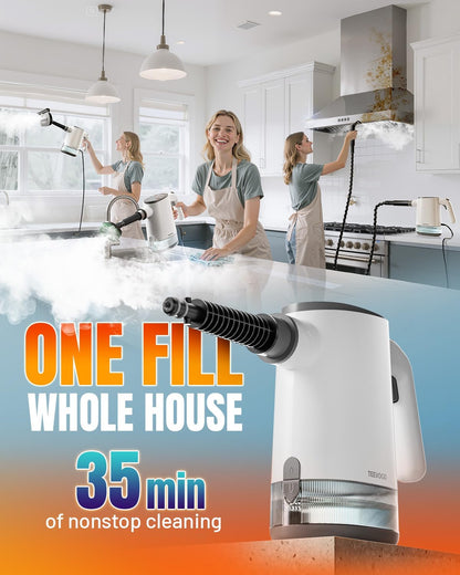 Handheld Steam Cleaner, 15s Fast Heating, Adjustable Steam, 650mL Large Water Tank, Pressurized Portable Steamer for Cleaning Home, Kitchen, Car, Bathroom, Tile, Furniture, Multi-Surface