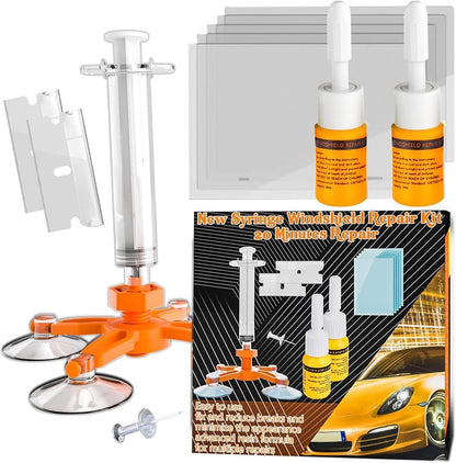 Windshield Repair Kit, Windshield Crack Repair Kit with Suction Cup Curing Light, 2 Pcs Car Glass Repair Kit Quick Fix for Chips & Cracks, Windshield Chip Repair Kit, Automotive Nano Fluid (Mandarin)