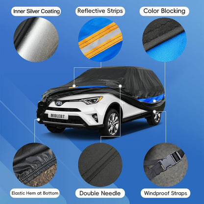 Car Cover Waterproof All Weather for Automobiles, Universal Fit Sedan Coupe Chevrolet Corvette/Camaro, Ford Mustang/Fusion, Honda Accord/Civic, KIA Optima, Hyundai Sonata, Nissan Maxima etc.