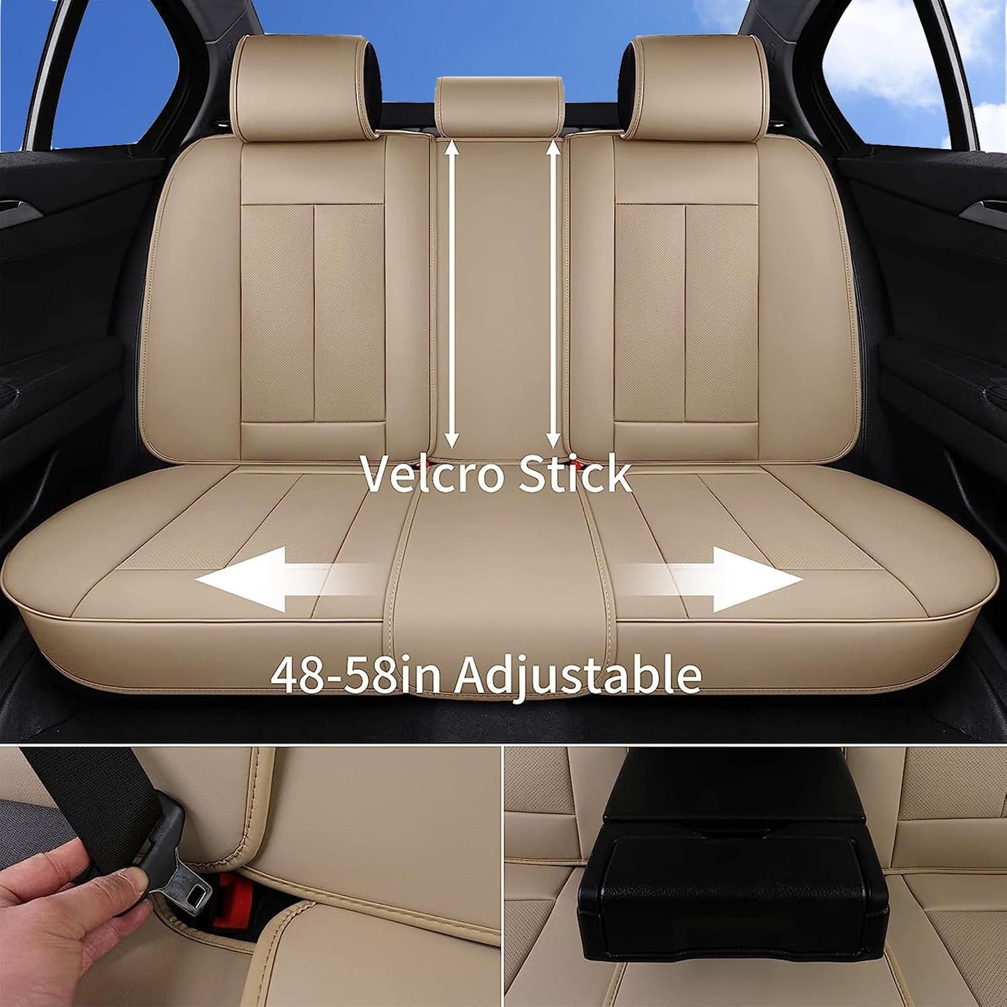 Coverado Seat Covers Full Set, Black Seat Covers for Cars 5 Seats, Car Seat Protector, Waterproof Nappa Leather Car Seat Cushion, Front and Rear Car Seat Cover Fit for Most Sedans SUV Pick-up Truck - Colors B