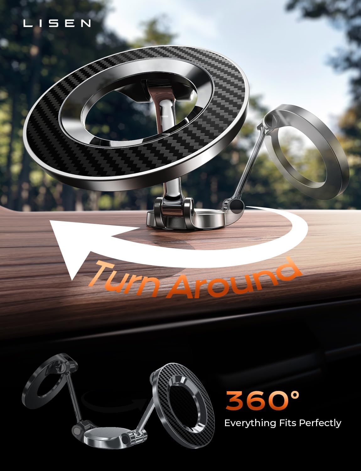 LISEN for MagSafe Car Mount for iPhone 17 Pro Max [24 Strong Magnets] Classic Magnetic Phone Holder for Car Dashboard Magnet Phone Mount Car Cell Phone Holder for iPhone 17 Pro Max Air 16 15 14 13 12