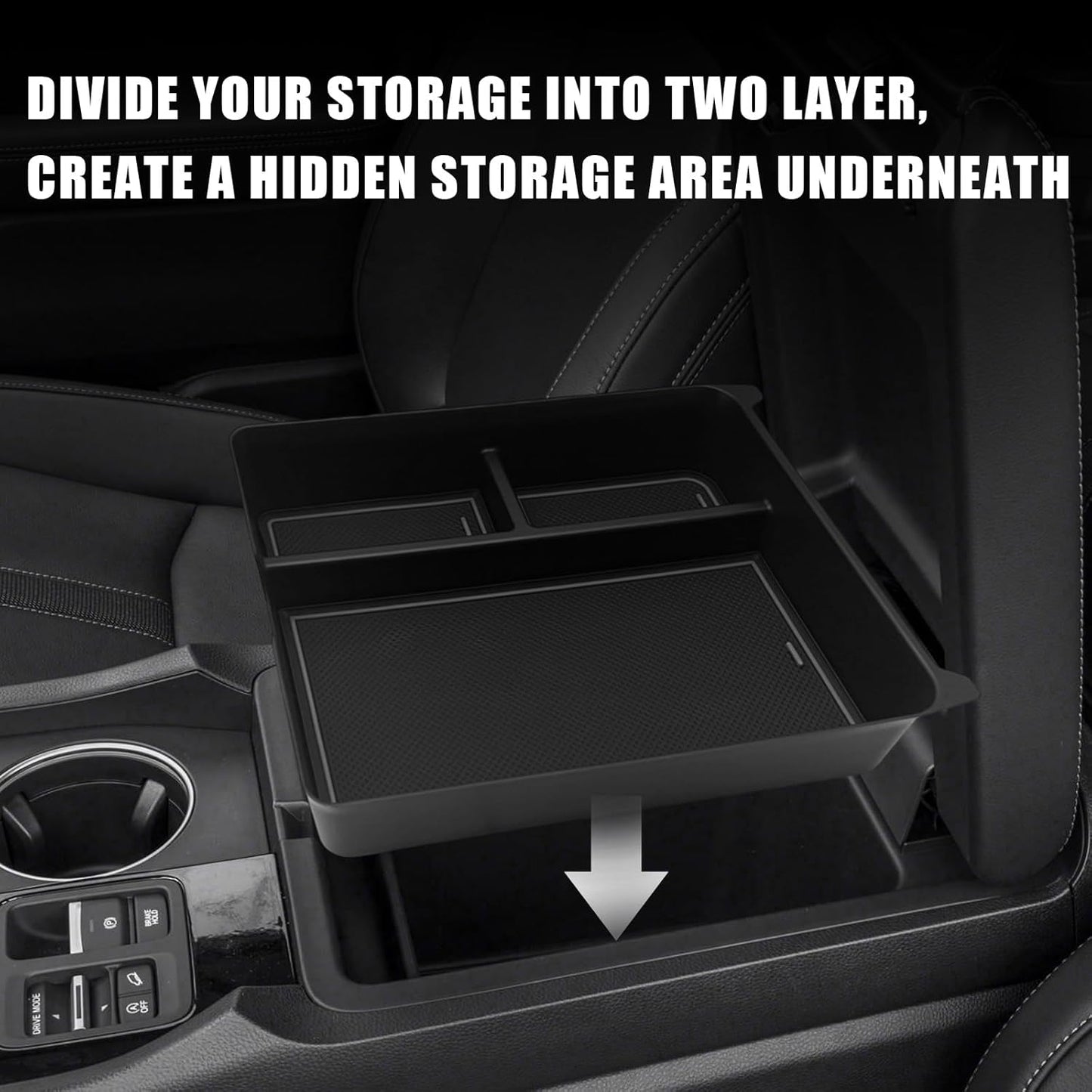 Muslogy Center Console Organizer Compatible with Honda Pilot 2023 2024 2025 2026, 2024-2026 Ridgeline/Passport Center Console Storage Box Divider Inserts Interior Accessories ABS Material(Gray)