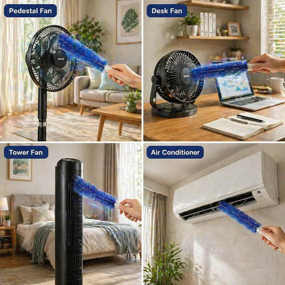 2 Pcs Zylphion Fan Cleaning Brush, Bendable Fan Cleaner Flexible Small Space Crevice Cleaning Tool Duster for Box Fan, Floor Fan, Stand Up Fan, Air Vent, Heater Vent