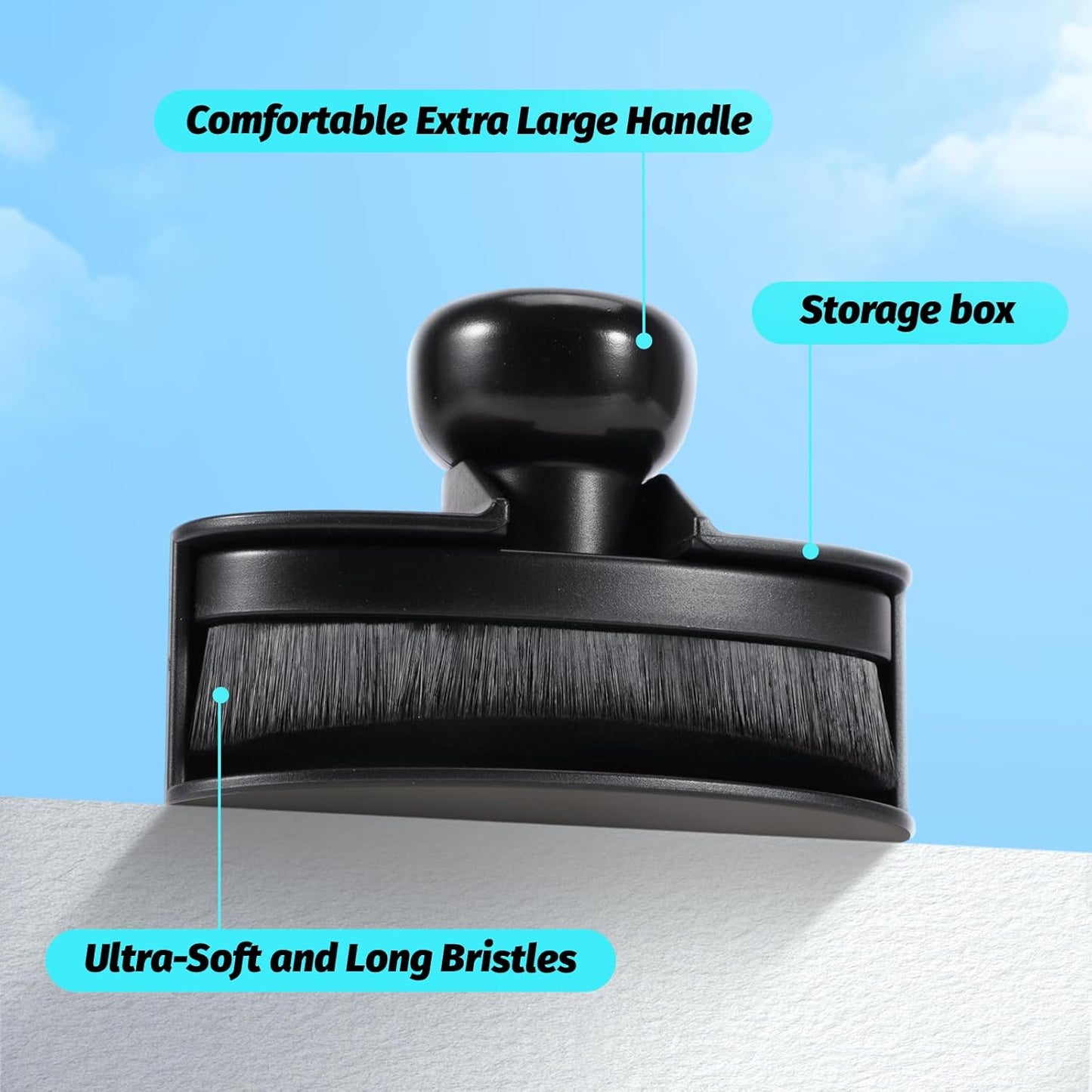 Yoseng Tire Shine Brush - Curved Brush Head & Large 3.8'' Tire Dressing Applicator with Storage Stand for Automotive Detailing, Car Enthusiasts, DIY Users (Vegan, Washable, Black)