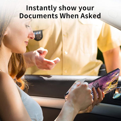Car Registration and Insurance Holder, Leather Car Glove Box Organizer, Cool Car Accessories for ID, Driver's License Cards & Essential Document, business cards, Men&Women, Retro Audio Cassette