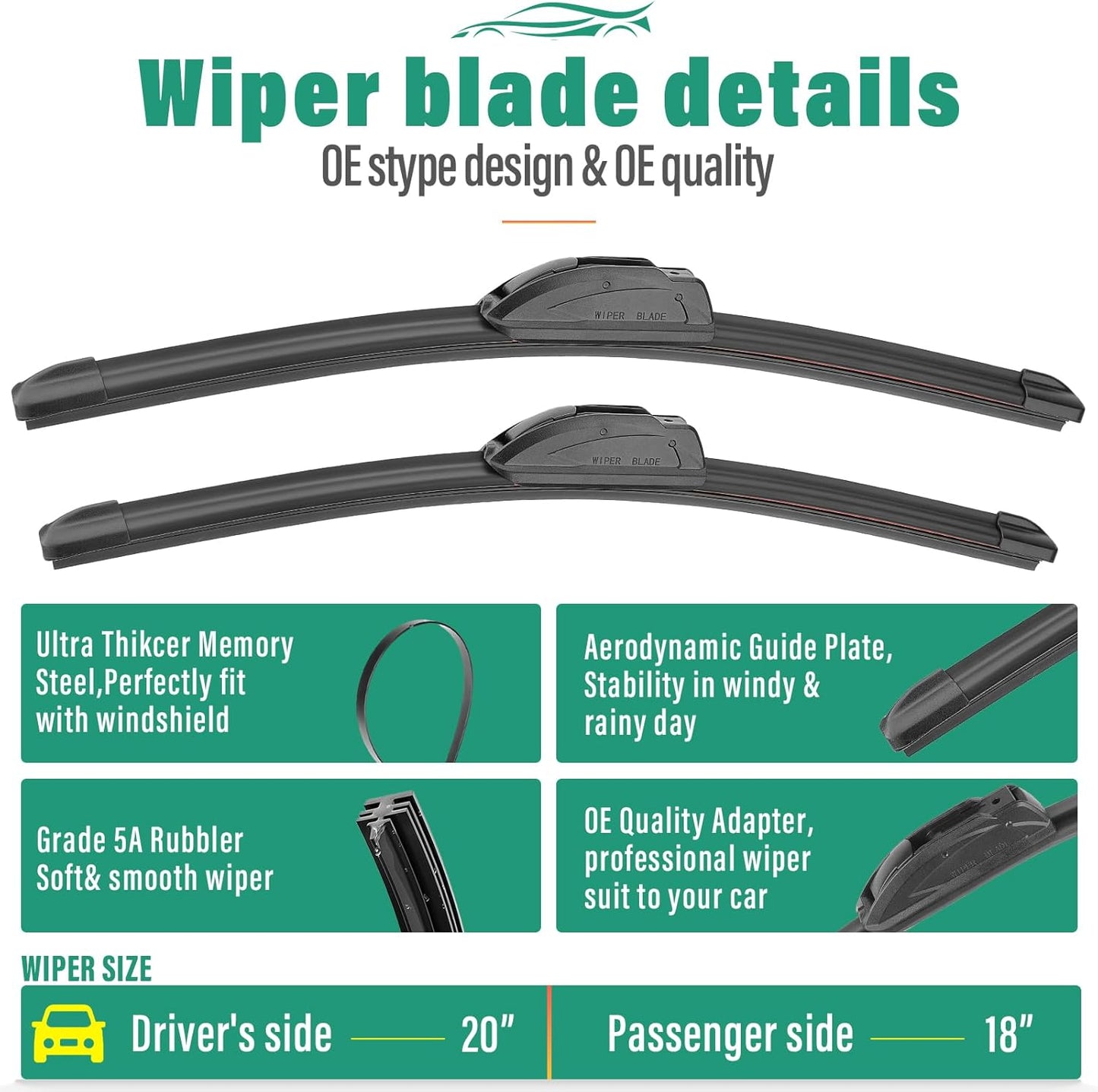 26" 16" 11" Windshield Wiper Blades Replacement for Chevrolet Chevy Trax 2024 2025 2026 Premium All Weather Front Rear Wipers Set - OEM Quality (Pack of 3) - Colors E