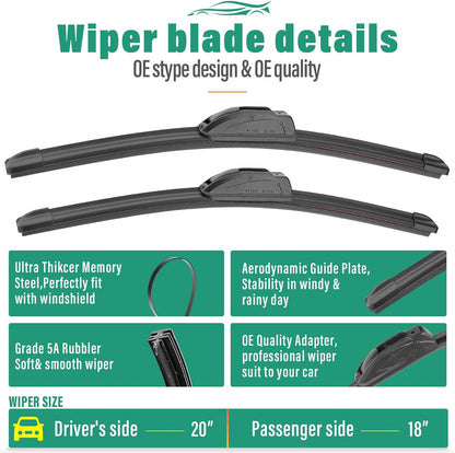26" 16" 11" Windshield Wiper Blades Replacement for Chevrolet Chevy Trax 2024 2025 2026 Premium All Weather Front Rear Wipers Set - OEM Quality (Pack of 3) - Colors E