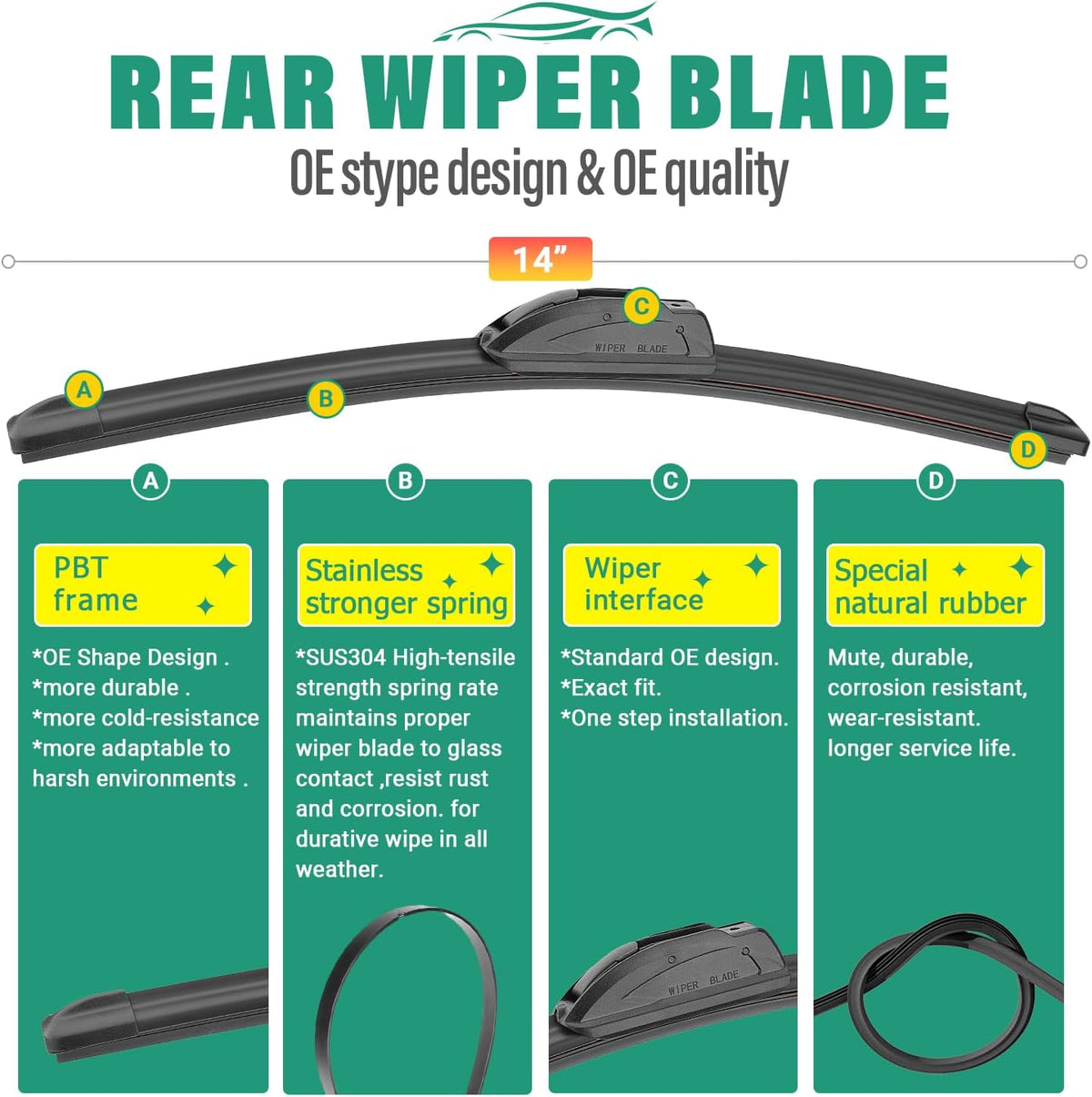 26" 16" 11" Windshield Wiper Blades Replacement for Chevrolet Chevy Trax 2024 2025 2026 Premium All Weather Front Rear Wipers Set - OEM Quality (Pack of 3) - Colors D