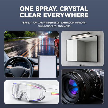 Spray Anti-Fog Interior - for Car Windshield, Bathroom Mirrors, Swim Goggles - Long-Lasting Clarity, Streak-Free Formula 100ML
