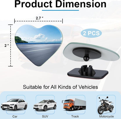 BFXM Blind Spot Mirrors 2 Pack, Car Accessories Frameless Side Mirror Blindspot Convex HD Glass, Side View Mirror Blindspot with Wide Angle Adjustable Stick for Car SUV and Trucks