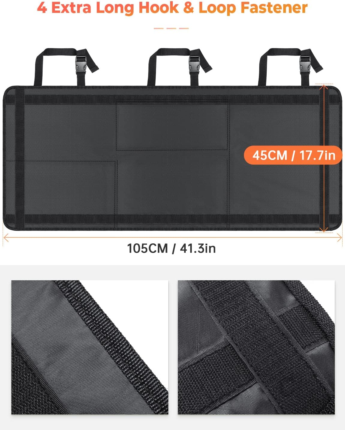 Oasser Back Seat Trunk Organizer Hanging Car Organizer Foldable Cargo Storage with 6 Large Pockets 3 Adjustable Straps 40x19inch