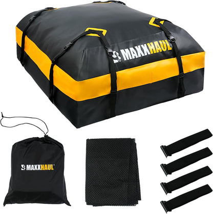 MaxxHaul Rooftop Cargo Bag 15 Cu Ft - Waterproof Universal Car Roof Carrier with Luggage Lock - No Rack Needed - Anti-Slip Mat - 100 lb Capacity - for Cars & SUV's (50719)