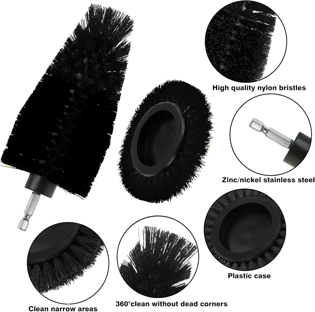 8 Pcs Drill Brush Attachment Set, Power Cleaning Scrub Brush Kit with Extend Long Attachment, All Purpose Drill Scrub Brushes for Car, Grout, Floor, Tub, Bathroom and Kitchen (Yellow)