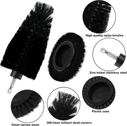 8 Pcs Drill Brush Attachment Set, Power Cleaning Scrub Brush Kit with Extend Long Attachment, All Purpose Drill Scrub Brushes for Car, Grout, Floor, Tub, Bathroom and Kitchen (Yellow)
