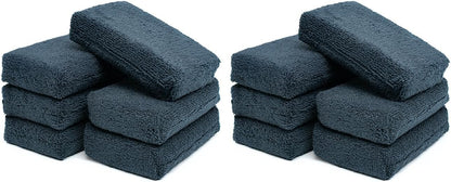 The Rag Company - Premium Grade Terry Microfiber Detailing Applicator Sponges - Versatile Detailing Tool, Extra Absorbent, Able to Withstand Numerous Uses, 3in x 5in, Black (6-Pack)