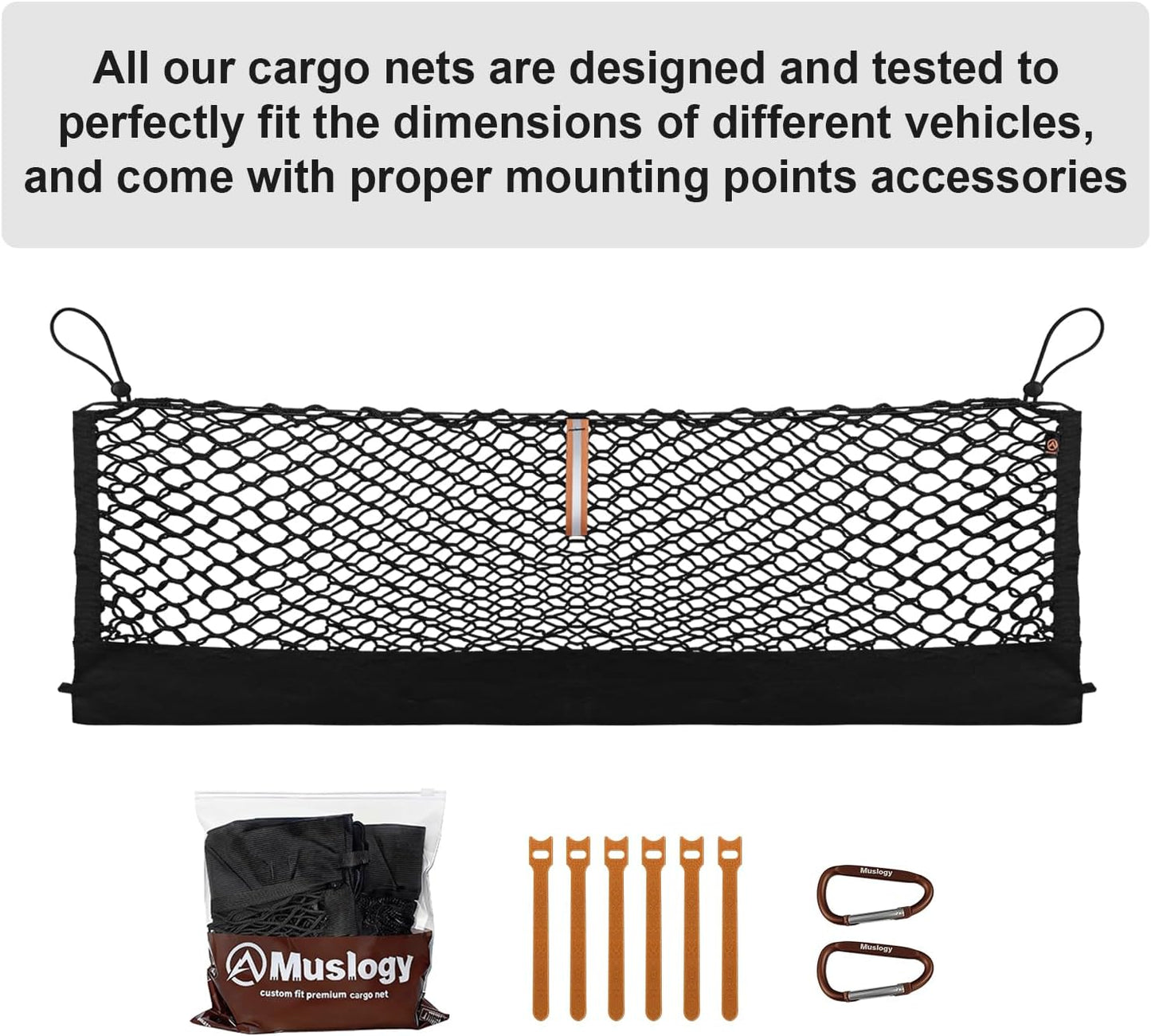 Muslogy Truck Bed Cargo Net Trunk Netting Compatible with 2023-2025 2026 Honda CR-V Accessories, Pickup Cargo Organizer SUV Sedan Storage Net w/Heavy Duty Carabiners - Colors B