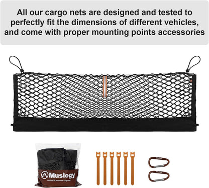 Muslogy Truck Bed Cargo Net Trunk Netting Compatible with 2023-2025 2026 Honda CR-V Accessories, Pickup Cargo Organizer SUV Sedan Storage Net w/Heavy Duty Carabiners - Colors B