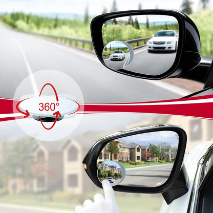 LivTee Blind Spot Mirrors, HD Glass Frameless Convex Rear View Mirrors, Wide Angle Adjustable Stick for Side Mirror, Automotive Exterior Accessories for Car, SUV & Trucks, Pack of 2