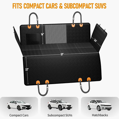 PROZAR Dog Car Seat Cover for Back Seat, Hard Bottom Back Seat Extender, Back Seat Pet Cover for Dogs - Supports 400lbs, Waterproof Heavy Duty Scratch Dog Hammock for Compact Cars/SUVs, 51in
