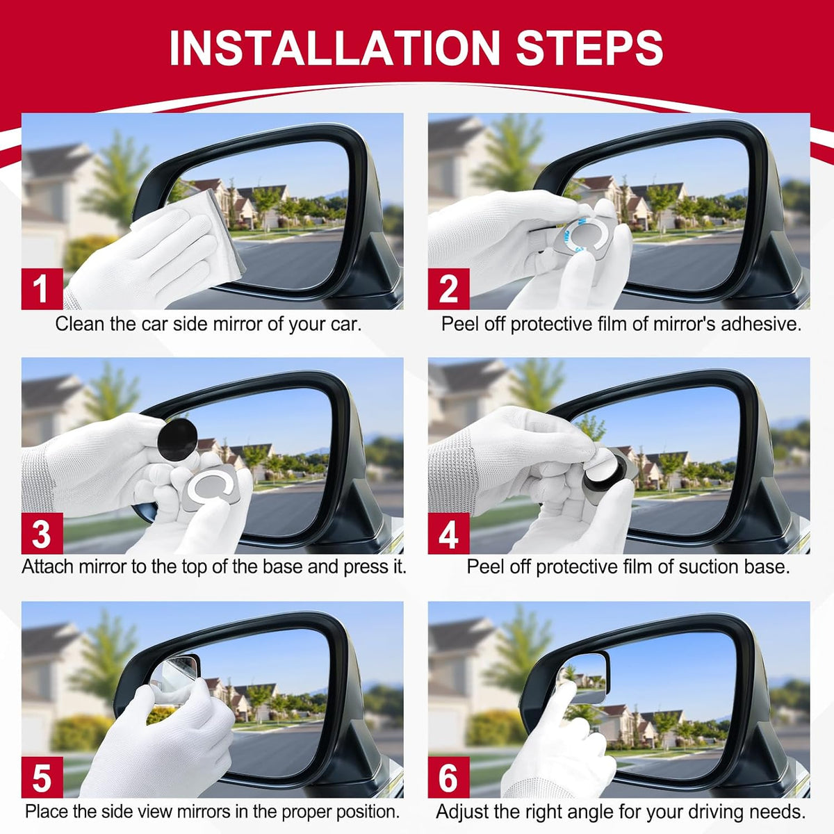 LivTee Blind Spot Mirrors, HD Glass Frameless Convex Rear View Mirrors, Wide Angle Adjustable Stick for Side Mirror, Automotive Exterior Accessories for Car, SUV & Trucks, Pack of 2