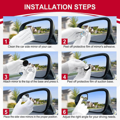 LivTee Blind Spot Mirrors, HD Glass Frameless Convex Rear View Mirrors, Wide Angle Adjustable Stick for Side Mirror, Automotive Exterior Accessories for Car, SUV & Trucks, Pack of 2