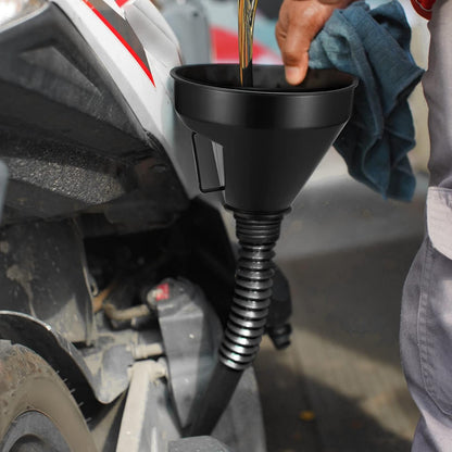 3 Pcs Automotive Funnels Set, Wide Mouth Fuel Funnels, Plastic Long Neck Oil Funnel, Flexible Right Angle Funnels, with Detachable Spout and Filter for Water/Gasoline/Coolant/Engine Oil