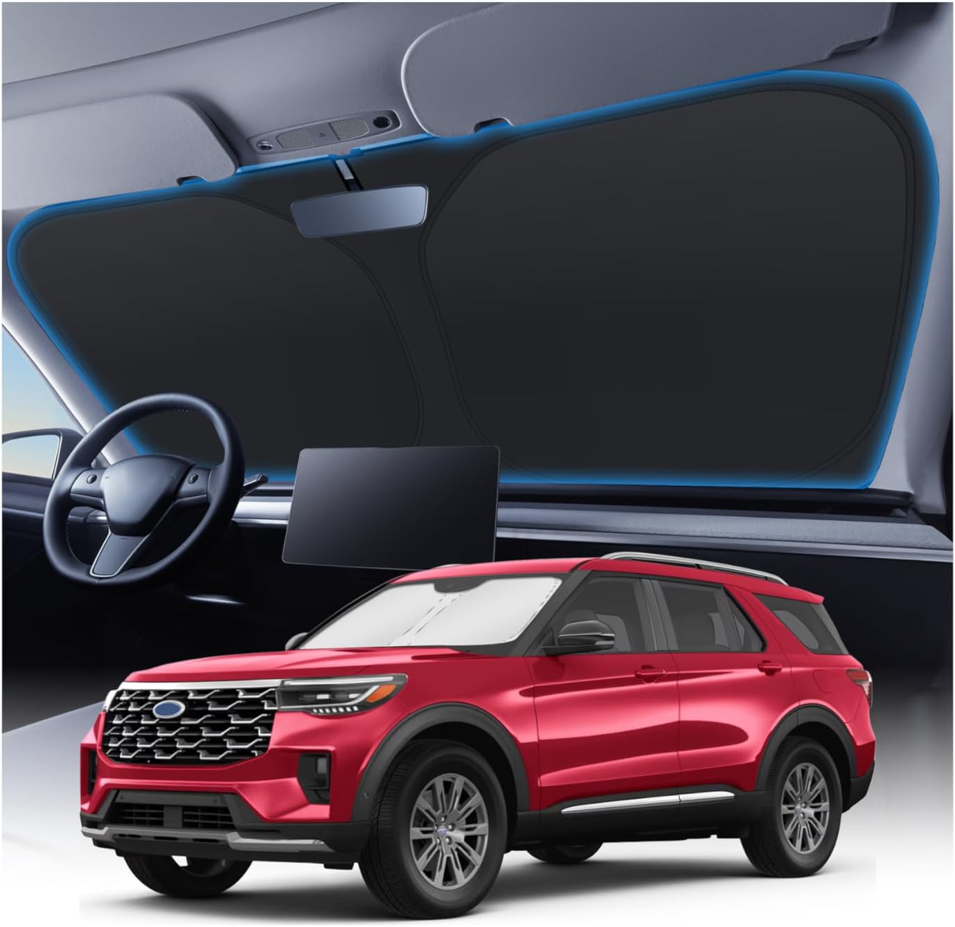 KUST Windshield Sun Shade for Toyota RAV4 2019-2022 2023 2024 2025 2026 Window Accessories Shade Sun Visor Cover Foldable Block UV Rays - Colors G