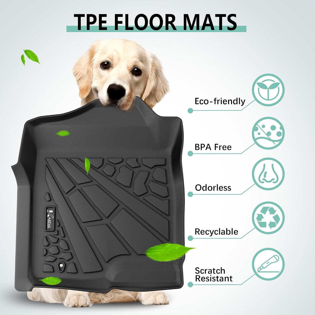 KARPAL Floor Mats for 2007-2013 Chevy Silverado & GMC Sierra 1500 Crew Cab / 2007-2014 2500/3500 HD(Footwell Coverage), All-Weather TPE Custom Fit Floor Liners Car Accessories